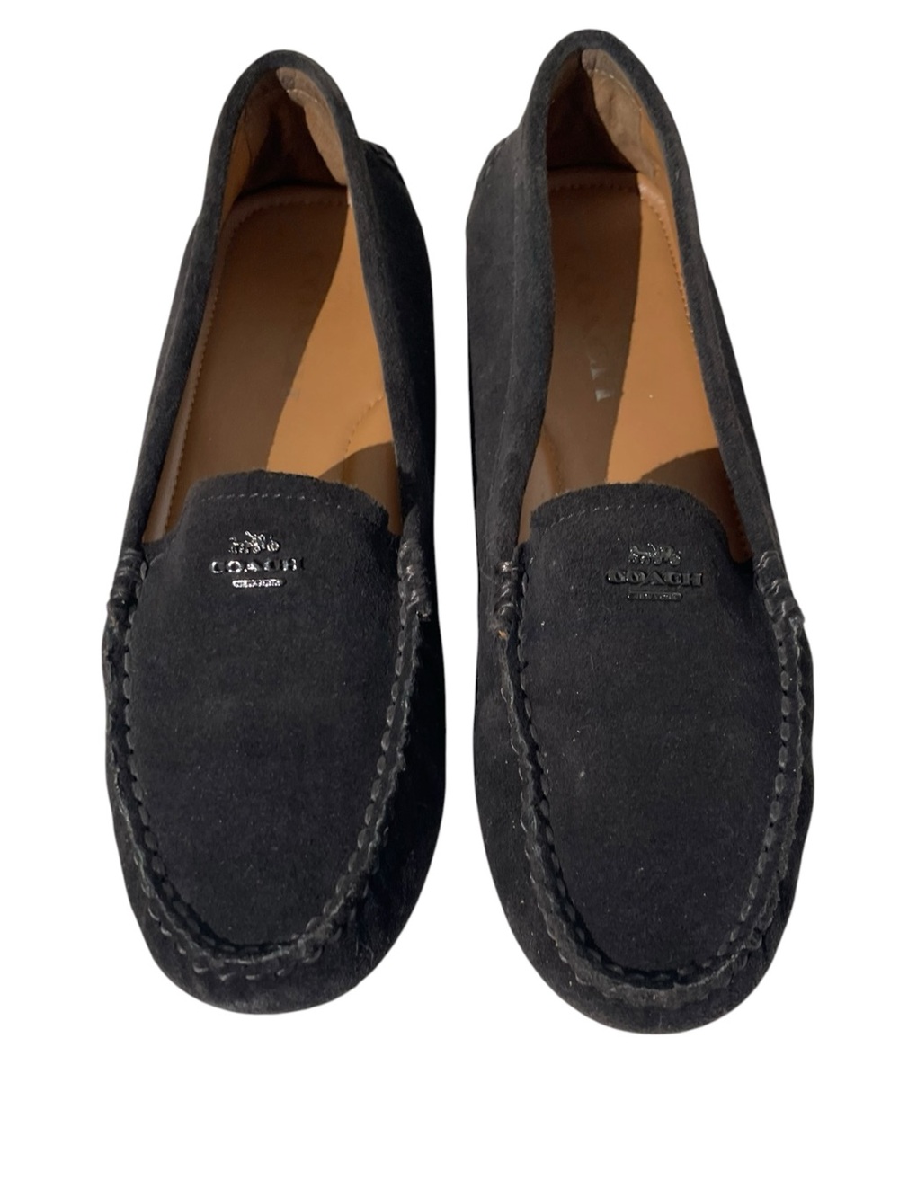 Coach Espresso Brown Amber Suede Driving Shoes Moccasins Loafers Logo Slip On 7